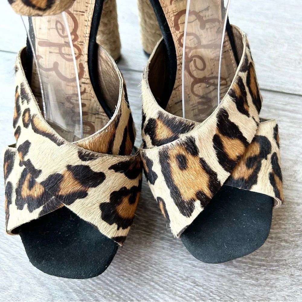 Sam Edelman Sqaure Toe Calf Hair Platform Heel Sandals - Picture 4 of 14